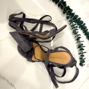 GIANVITO ROSSI Janis EUR 37.5 suede grey block heels strappy 4”